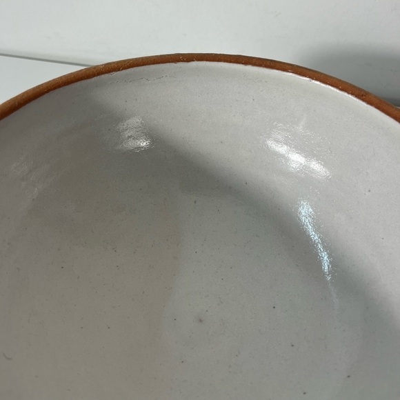 Handmade Wheel Thrown Pottery Cloche Cover with Handle Painted Glaze Signed - Picture 7 of 10